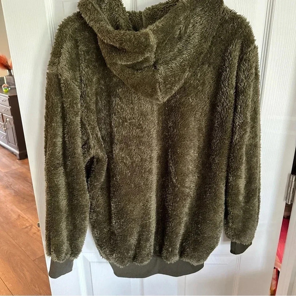 Teddy Bear Furry Long Sleeve Zip Up Sweater Hoodie with Ties Size Large - Picture 3 of 7